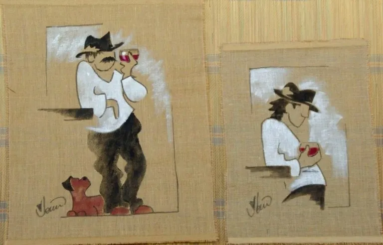 tableau toile de jute modèle buveur au comptoir tableau toile de jute modèle buveur au comptoir